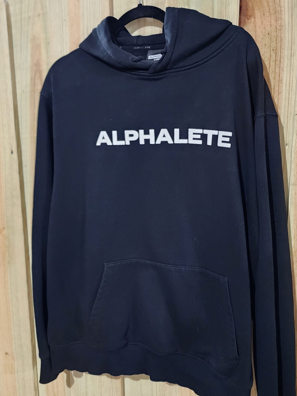 MEN'S Alphalete Black Hoodie with White Logo. UNISEX
